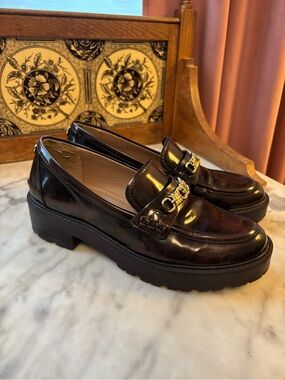 Sam Edelman Teagan Lug SolWomen’s Chunky Loafer in Dark Brown with Gold Hardware